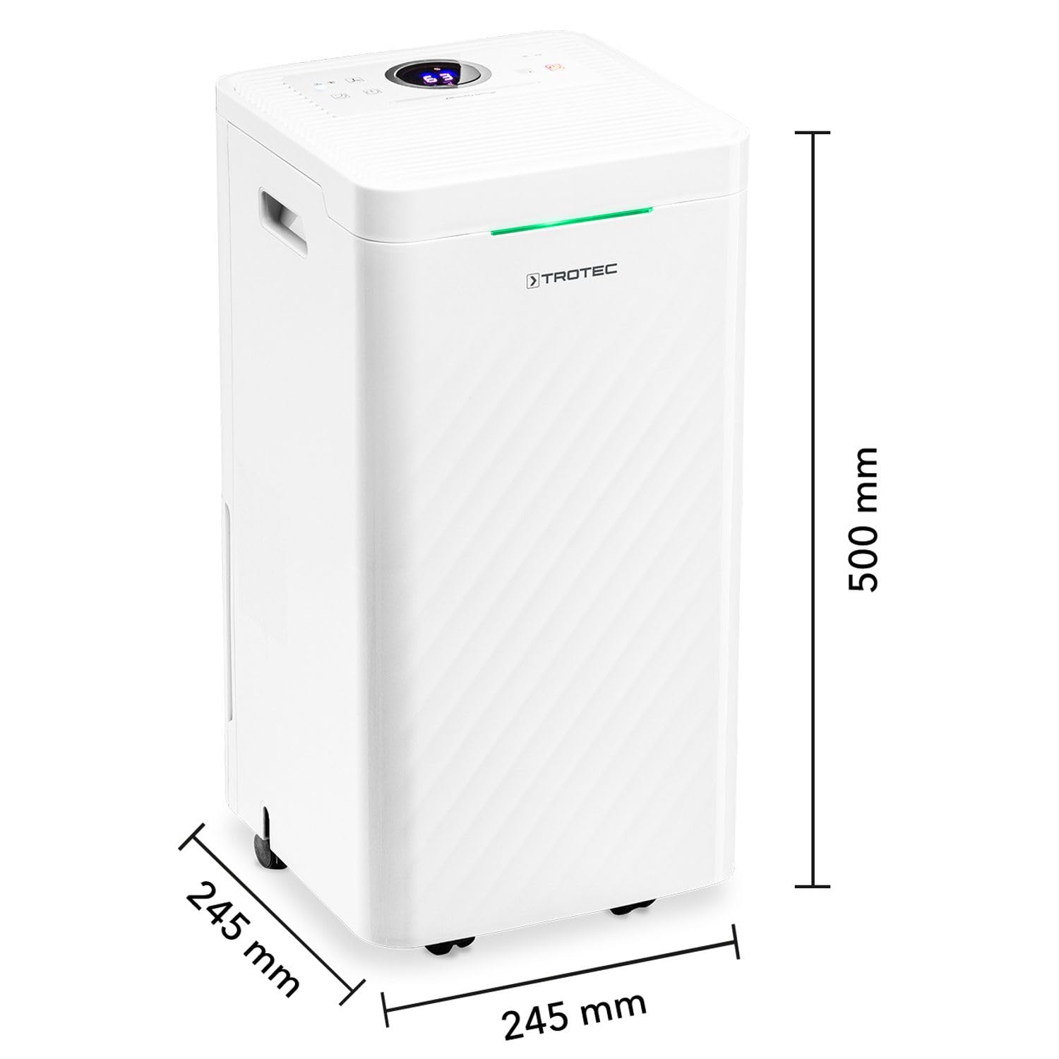 TROTEC Deshumidificador y purificador de aire de diseño TTK 27 HEPA, 12 L/día, Filtro HEPA con 95% de Efectividad, Pantalla LED, 2 en 1, Reinicio Automático, Función Secado de Ropa