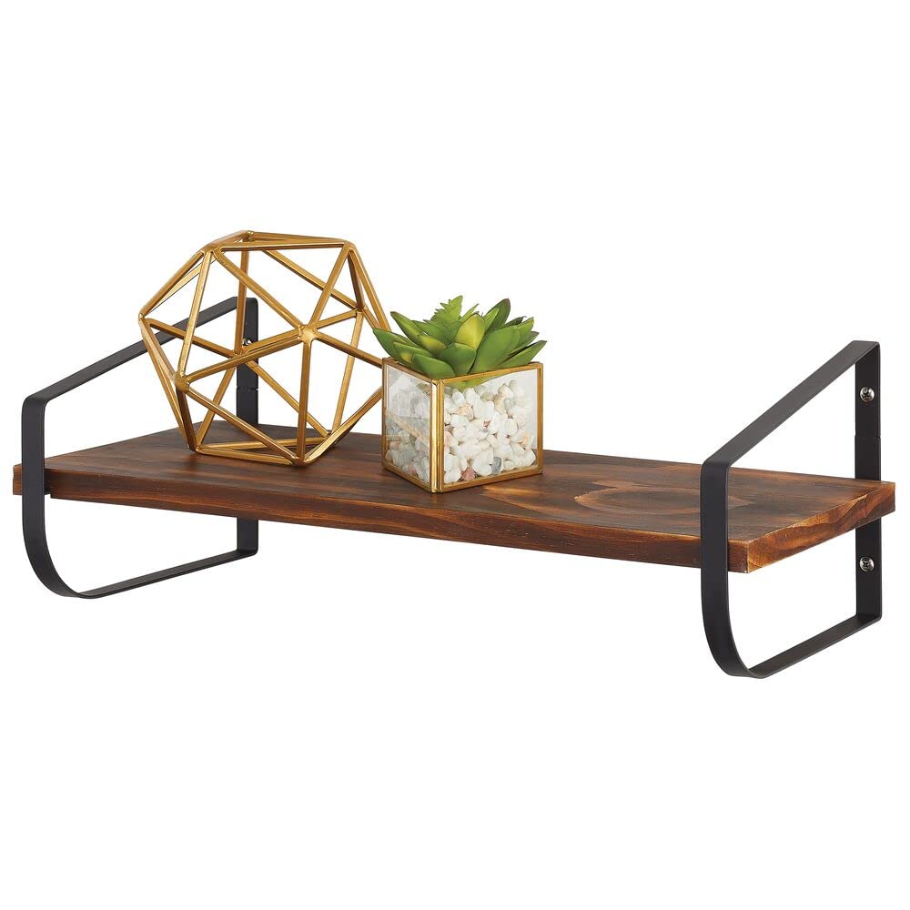 Moderno estante flotante – Estantería estrecha con soportes metálicos resistentes al óxido – Estante de pared para baño, cocina, oficina, etc. – Negro/Natural 9