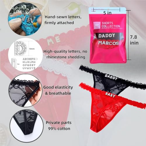 Authentic 2-pack Personalized Thongs With Names, Custom Thongs With Name On It,Surprise Your Loved One Black2