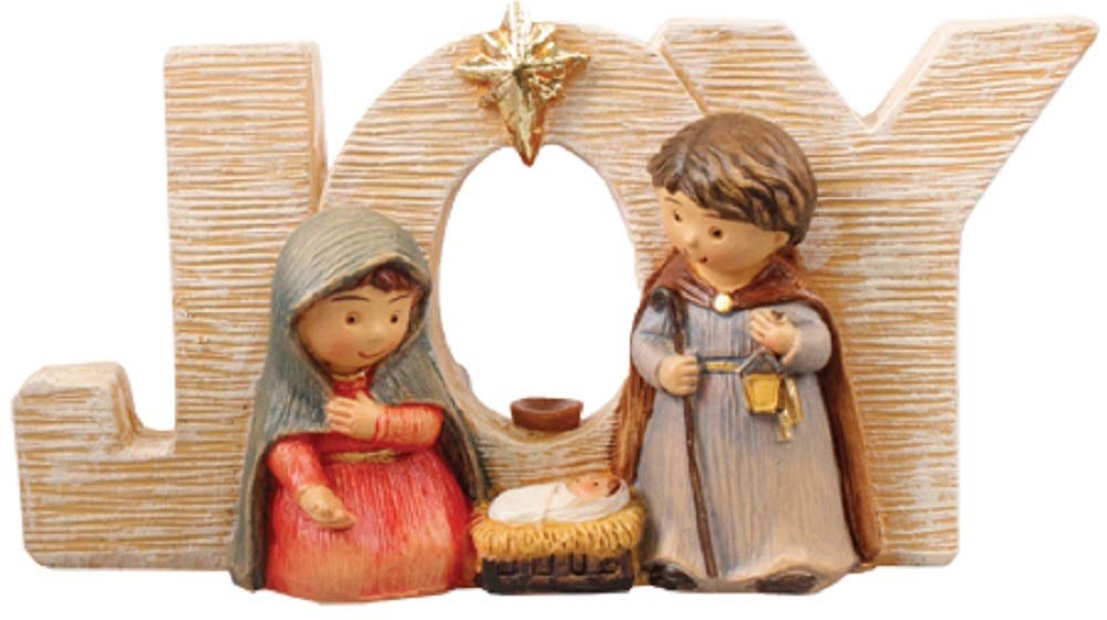 Cbc Multicolor Christmas Nativity Joy Plaque Holy Family Jesus In A Manger & Star