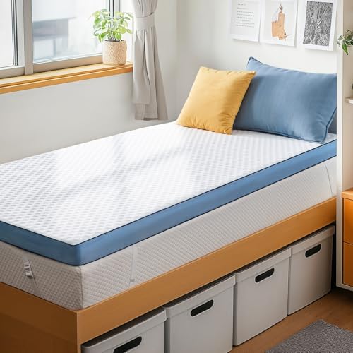 PERLECARE 3 Inch Firm Mattress Topper Twin XL Size, Cooling Gel-Infused & Bamboo Charcoal Memory Foam Bed Topper for Pain Relief, High-Density Mattress Pad with Removable Cover, CertiPUR-US Certified