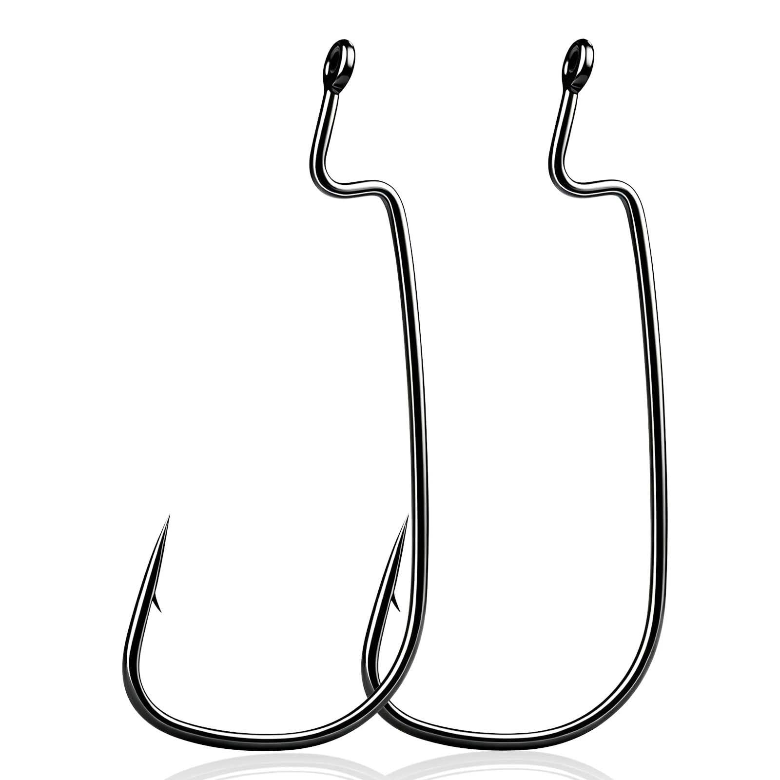 9KM DWLIFE EWG Fishing Hooks Strong Offset Worm Hook for Sea Bass, Perch & Pike Weedless Design for Texas & Carolina Rigs Fishing Tackle & Accessories for Freshwater & Saltwater Durable Fish Hooks 2# — image 1
