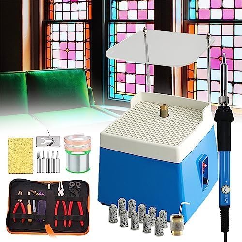 Image of Stained Glass Starter Kit, Professional Start Up Set With Glass Grinder Machine, Glass Cutter Tool Kit with 5/8