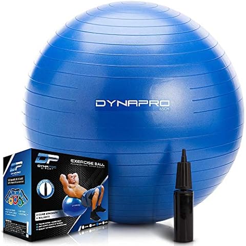 DYNAPRO Exercise Ball - Extra Thick Eco-Friendly & Anti-Burst Material Supports Over 2200lbs - Stability Ball for Home, Gym, Chair, Birthing Ball (Blue, 45 Centimeters) Cover