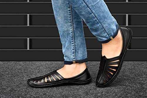 Image of 5082 Men's Loafer Stylish Ethnic Peshawari Nagra Mojadi Sherwani Sandals Wedding Kolhapuri Brown Tan Black Shoes for Men