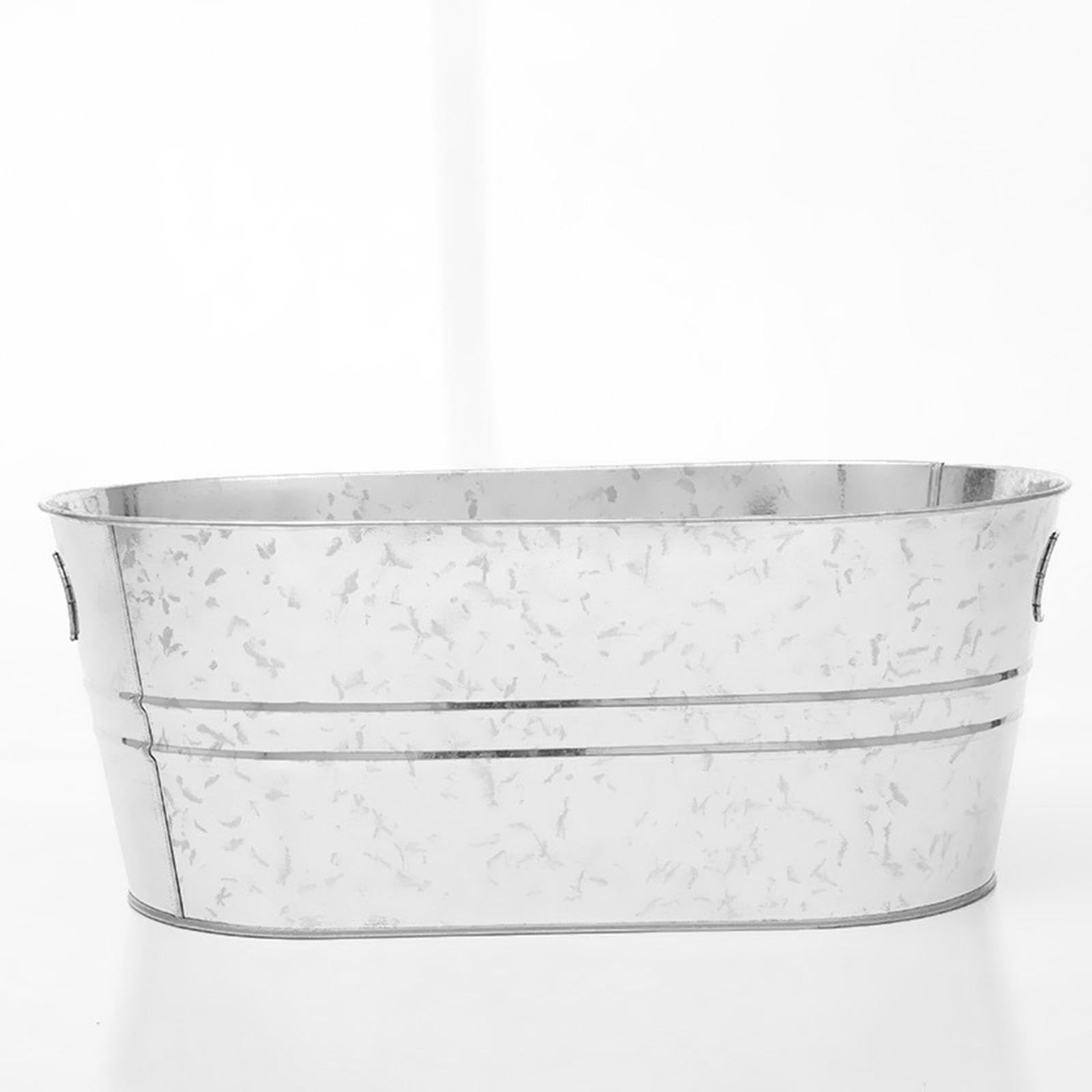 Qianly 2X Ovalada de Metal de Acero Galvanizado,Cubo Galvanizado,Cubo de Hielo Ovalado Clásico Grande para Fiesta de Bebidas,Cerveza Fría