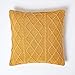 HOMESCAPES Housse de Coussin en Tricot Maille torsadée en 100% Coton Jaune Moutarde, 45 x 45 cm
