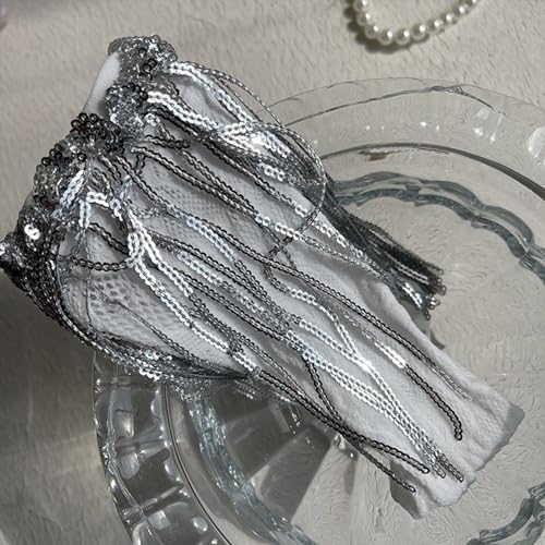 Toddle Kids Girls Sequin Fringe Knee High Socks Sparkling Long Socks Stockings Breathable Dress Socks 3-12 Years3