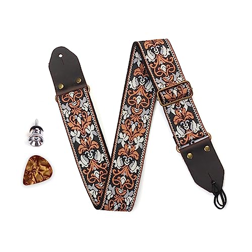 Thereisno - Correa de repuesto para guitarra acústica, diseño bordado vintage, correa de hombro de...