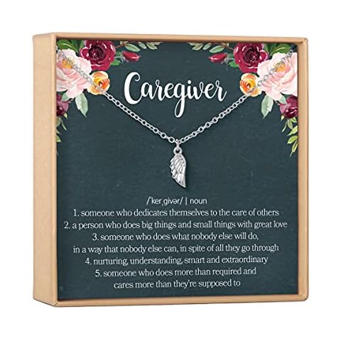 Dear Ava Wing Necklace for Women - Modern Jewelry Pendant Love Gifting Idea for Her with Heartfelt Card - Appreciation Motivational and Inspirational Gift for Caregiver Silver Cover