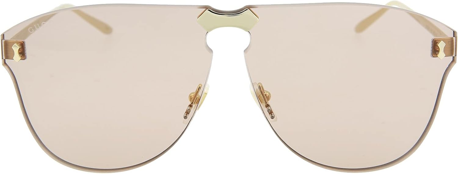 Gucci 0354S 002 Gold Metal Aviator Sunglasses Light Brown Lens