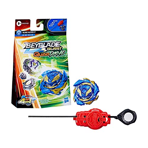 Hasbro Beyblade Burst QuadDrive - Kit Inicial con Top Salvage Valtryek V7 Tipo Ataque/energía - Top de Batalla con Lanzador Incluido