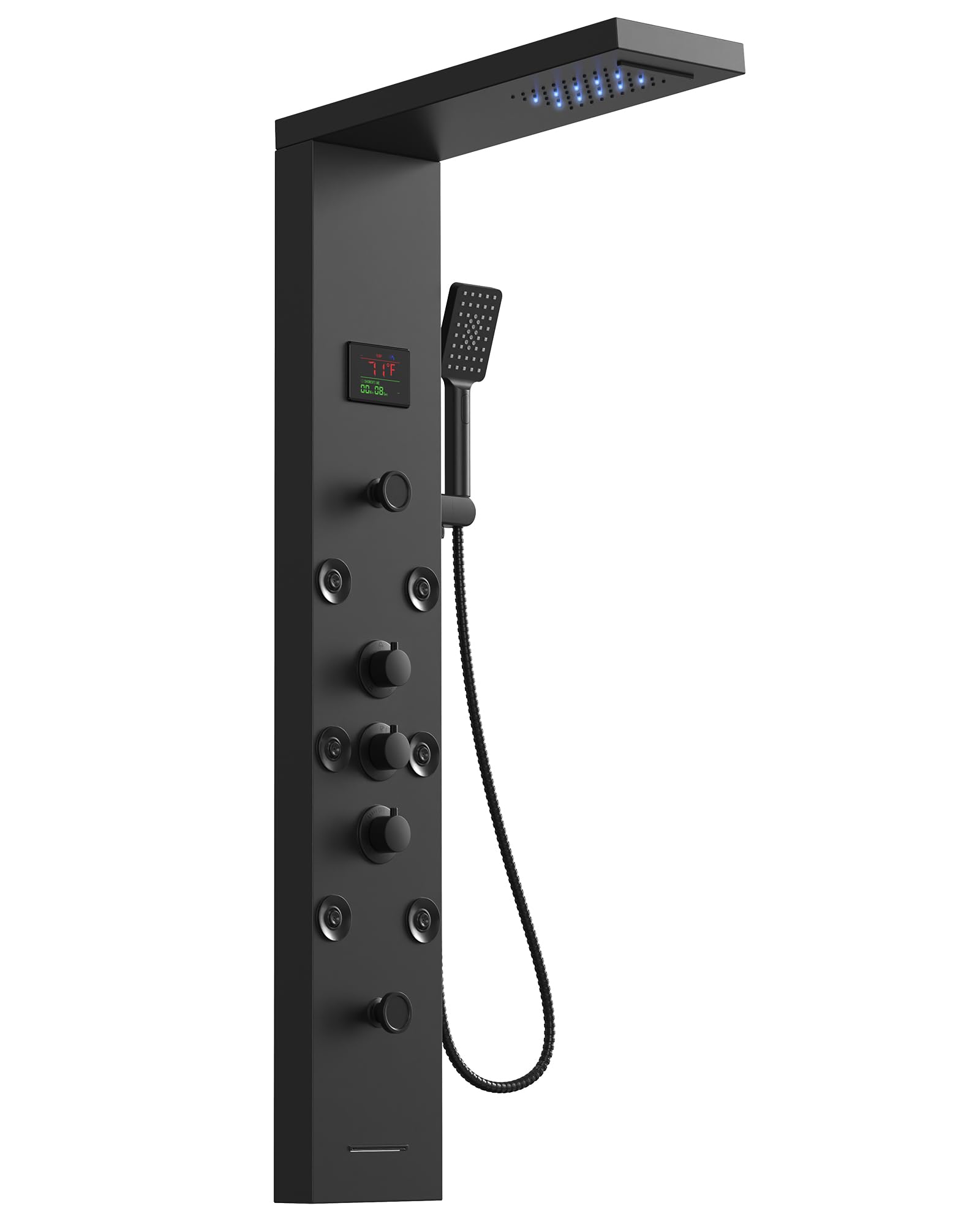 5 In 1 Shower Panel Tower System Stainless Steel Bathroom Panel Matte Black