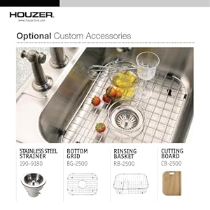 Houzer Stainless Steel 2522-8BS3-1 Glowtone Series Kitchen Sink - 25" Topmount Drop In Multipurpose Sink, Single Bowl Basin, 3 Hole, Ideal for Workstation, RV, Outdoor Kitchen, or Bar Houzer Stainless Steel 2522 8BS3 1 Glowtone Series Kitchen Sink 25 Topmount Drop In Multipurpose Sink Single Bowl Basin 3 Hole Ideal for Workstation RV Outdoor Kitchen or Bar