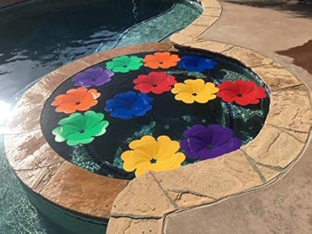 Amazon Com Solar Pool Flower Rainbow Pgk Of 12 Patio Lawn Garden