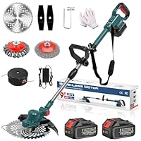 Hengriacly Rasentrimmer mit Akku 21V, Akku Rasentrimmer für Makita Akku, Rasentrimmer mit Unkrautbürste, Freischneider akku, Motorsense Akku- Inkl. 2X4.0Ah Akku & Ladegerät, 750W Bürstenloser Motor