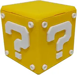 Cubo Interrogação Porta Objetos c/Tampa 5 cm 3D Mario Gamer Mesa Escritório Geek