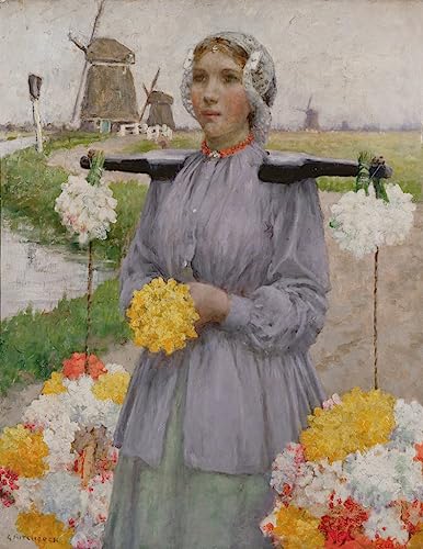 Art tableau une bouquetière hollandaise pour salon chaleureux toile 60x90cm George Hitchcock