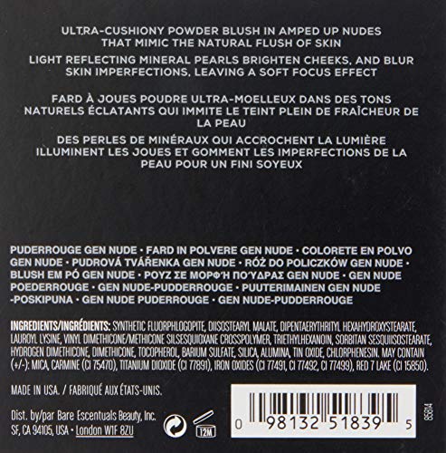 bareMinerals Gen Nude Powder Blush, Mineral-Based Pressed Powder Blush, All Day Wear, Buildable Coverage, Matte Soft Focus Finish, Talc-Free, Vegan