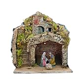 Moranduzzo Presepe con Grotta Illuminata e Natività 3 soggetti 10 cm - Statuine STANDARD 1...