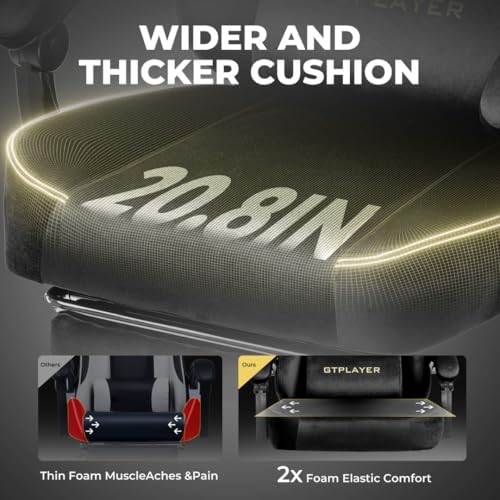 Image of GTPLAYER inchSilken Gaming Chair with Footrest, Pocket Spring Cushion & Breathable Fabric, Ergonomic Office Chair with Tailored Back Support, 1 Year Warranty (Velvet Black)