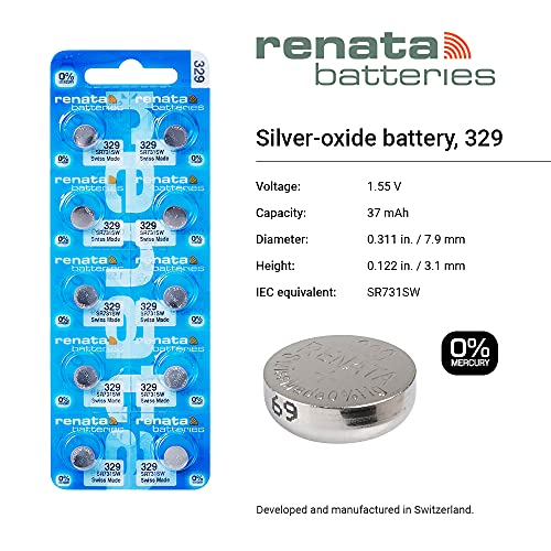 Batería Renata 329 SR731SW 1.55V Plata Óxido 10 unidades miniatura 2