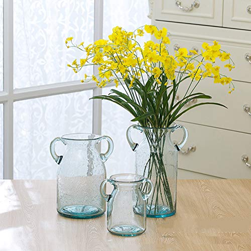 JSY-UP Clear Glass Vase with Double Ear and Decorative Handmade Filler Bubbles, (Blue, Purple, Grey, Green) Colorful Flower Vases for Decor - Image 7