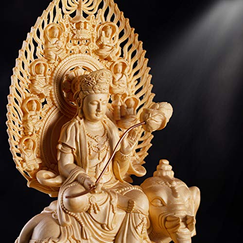 Aurh 22Cm Buddha Statue Cypress Wood Carving Decoration Solid Wood Craft Sculpture Home Manjusri Sages Bodhisattva Home Decor Tianminjiedm (Color : 2Pcs) #TOP2
