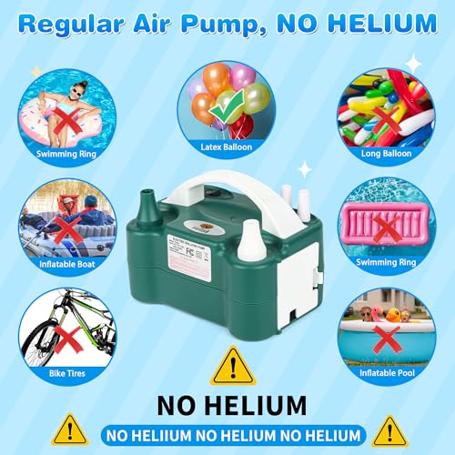 Image of Electric Balloon Pump, Portable Electric Balloon Blower Machine Balloon Air Pump Dual Nozzle 110V 600W Balloon Inflator for Party Decorations
