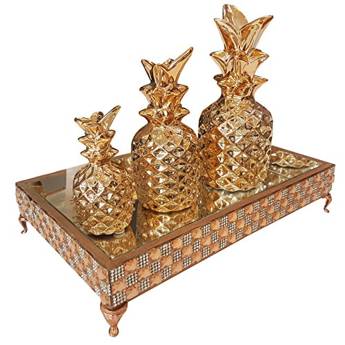 Jogo com 3 Abacaxis em Cerâmica Moas Multicor