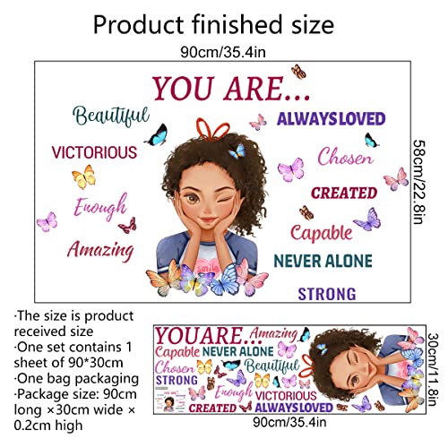 Yotdmk Curly Hair Black Girls Wall Stickers For Girls Bedroom Living Room Study Room Decoration Wall Decals Vinyl Murals You Are Beautiful Inspirational Quote Wall Stickers Gift For Daughter #TOP2