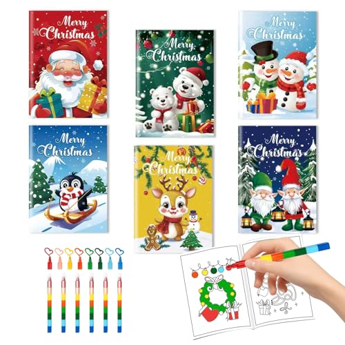 Set Mini Malbuch Weihnachten mit Buntstifte,Adventskalender...