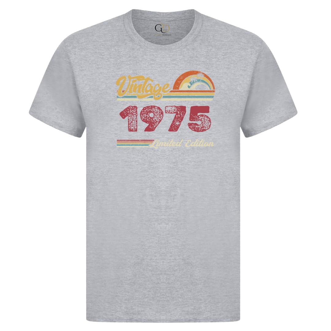 GARMENT GUARDIANS Vintage Custom Year Birthday Shirt Gift Men Women Birthday T-Shirt (UK, Alpha, XXL, Regular, Regular, Sport Grey)