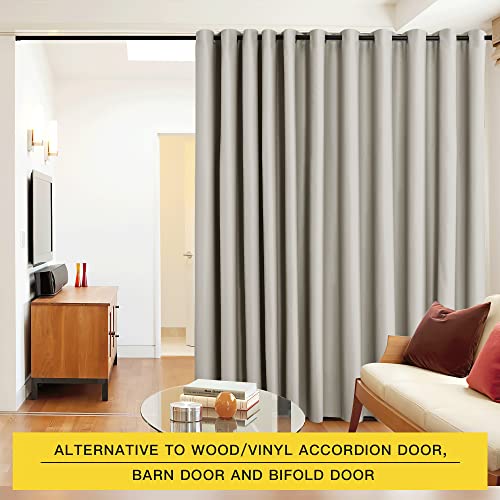 Image of NICETOWN Room Dividers Curtains Screens Partitions, Premium Heavyweight Laundry Room Divider for Office, Vintage and Sliding Room, Including 16 Silver Ring Top (1 Panel, 20ft wide x 7ft long, Natural)