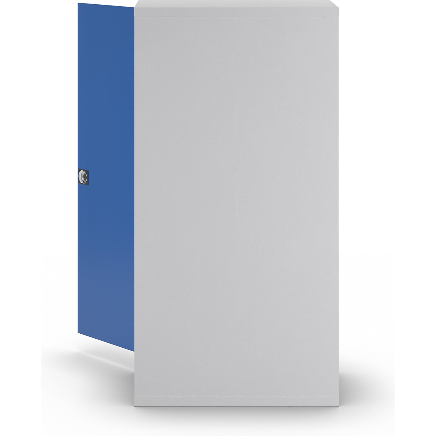 eurokraft | Stahlschrank Nilas | mit 4 Fachböden | HxBxT 1950 x 1000 x 500 mm | lichtGrau/Enzianblau