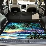 Universal Car Trunk Mat 29" x 39", Tropical Beach Palms All Weather Trunk Protection Cargo Liner, Stylish Vehicle Interior Accessories, Durable Cargo Mat Rear Trunk Line Suitable for Most Car