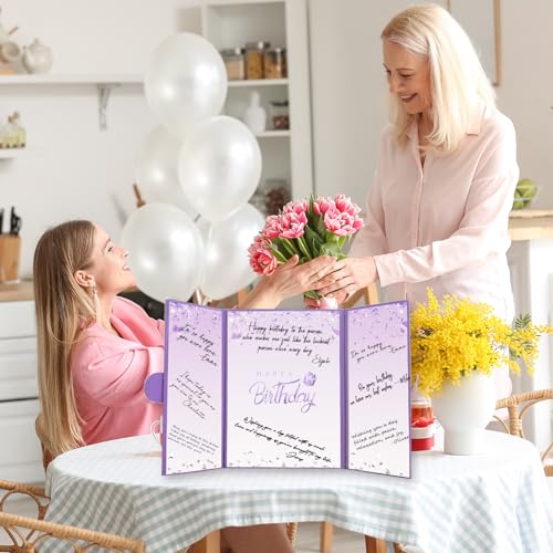 Image of Crenics Purple Happy Birthday Decorations, Creative Birthday Guest Sign in Book Alternative, Birthday Signature Book 12 inch x 18 inch, Great Birthday Gifts for Women or Girls
