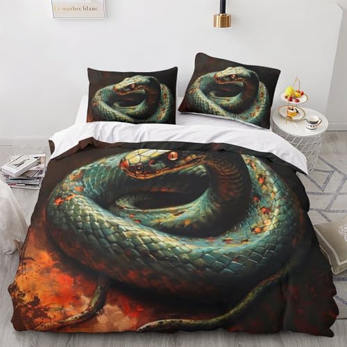 Parure de lit serpent 200x200 housse de couette microfibre sans repassage pour lit ado