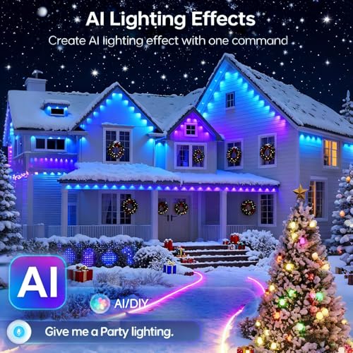 Image of rosykite Permanent Outdoor Lights for House,100ft RGB+IC Color Eave Lights | Tunable Warm to Cool White 60lm for Daily Lighting,Super Bright, IP67 Waterproof, Alexa Google APP Remote Control