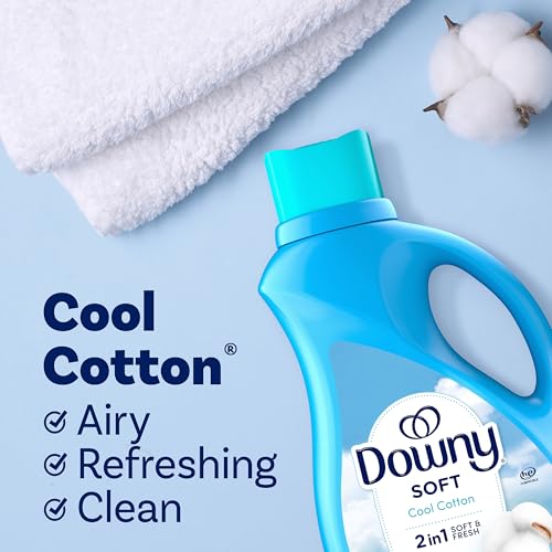 Image of Downy Soft, 2 in 1 Soft and Fresh Liquid Fabric Softener, Cool Cotton, 111 fl oz, 150 Loads, Fabric Conditioner Liquid provides softness and freshness for fabrics