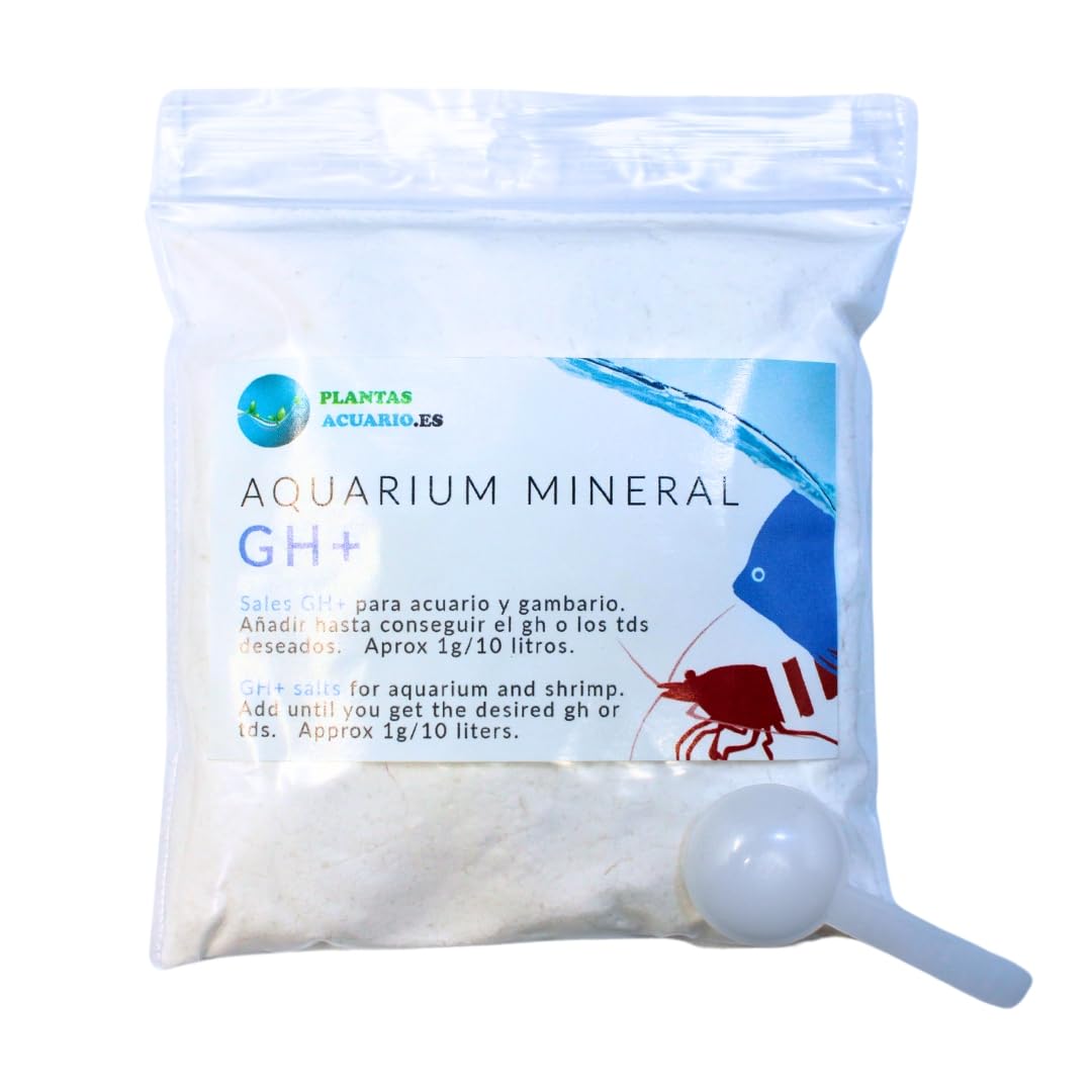 PlantasAcuario Aquarium Mineral GH+, Sales de remineralización para Acuario y Gambario 50 Gramos