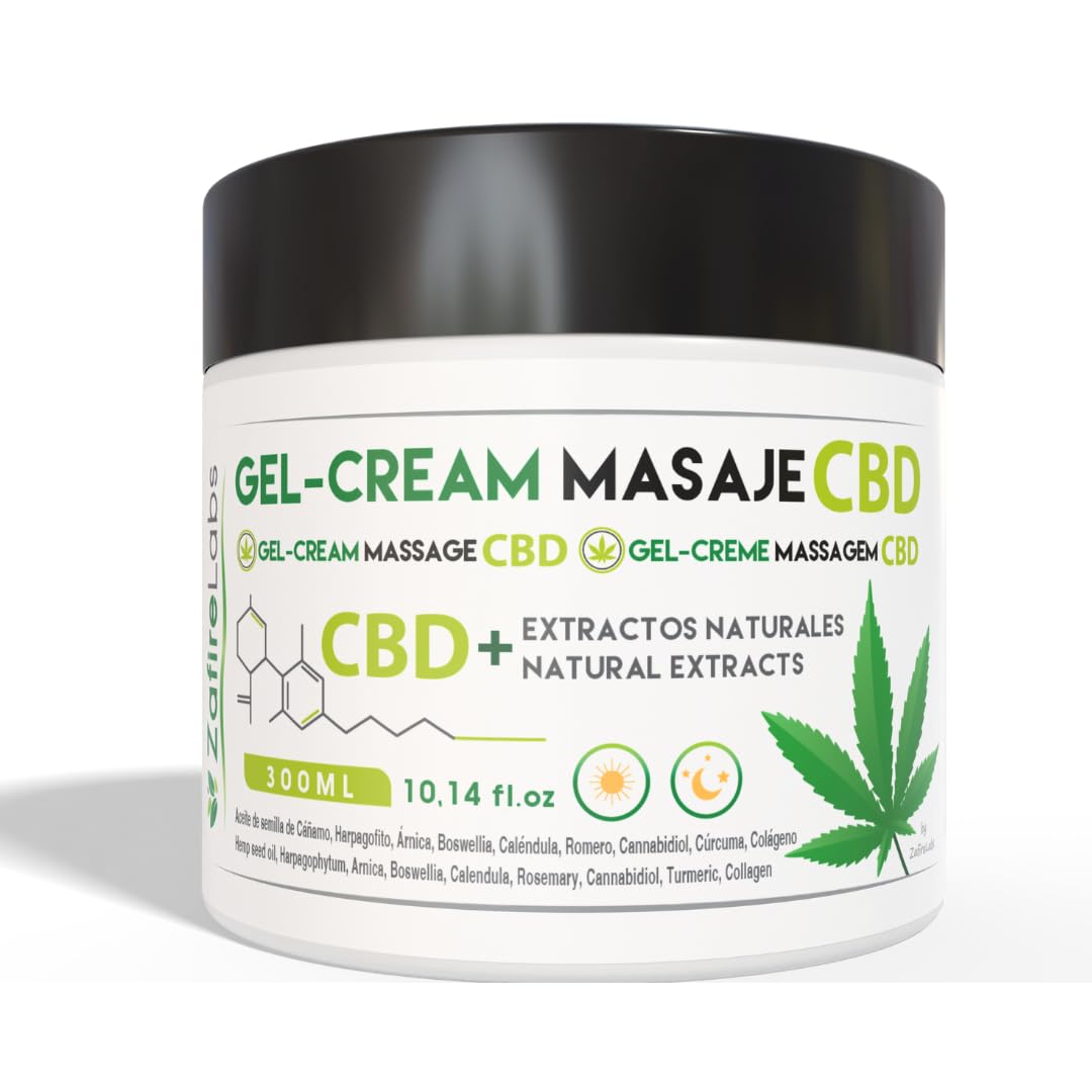 ZafireLabs Crema de Cañamo - Gel frio con Extracto de Cannabis para Dolores Musculares y Articulares - Crema Antiinflamatoria, Anestésica y Alivia la Artrosis 300ml