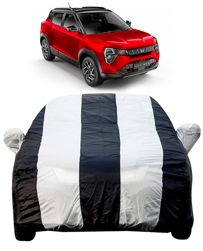 Image of Autofact Mahindra XUV 3xo Car Body Cover Triple-Stitched, Windproof with Buckle Belt, Elastic Hem, Uv Protection, Scratchproof & Dustproof, Soft Feather Fabric for All-Weather Protection (White)
