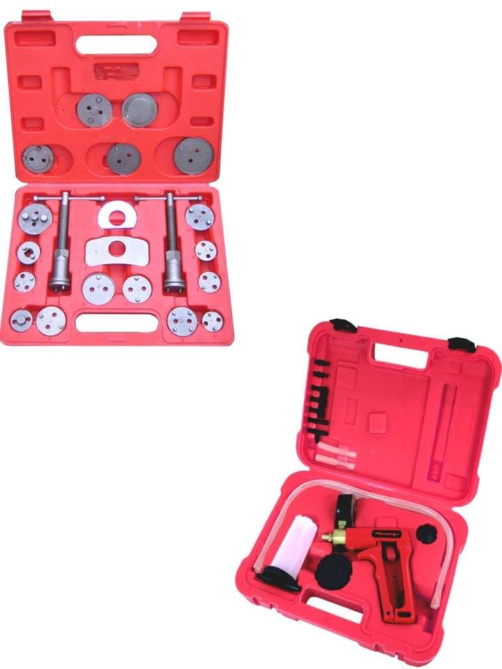 Cofanetti Arretra Pistone Utensile per Freni universale 22 pz + Scatola pompa Trappola liquido freni tester circuiti a depressione
