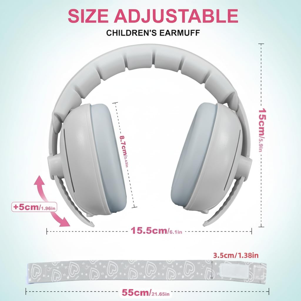 JITIFAZH Baby Ear Defenders 2-in-1 Heart-shaped for Babies and Toddlers up to 4 Years with Soft Cushion and Adjustable Headband - Image 2