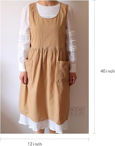 Miniatura 4 de Delantales de algodón de dos caras para mujeres con bolsillos, adecuados para diferentes cuerpos para hornear jardinería limpieza