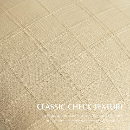 Image of Foindtower Set of 1 Decorative Linen Check Throw Pillow Cover Neutral Farmhouse Vintage Cushion Cover Modern Boho Accent Home Decor for Sofa Chair Couch Bedroom Living Room,20x20 Inch,Light Yellow
