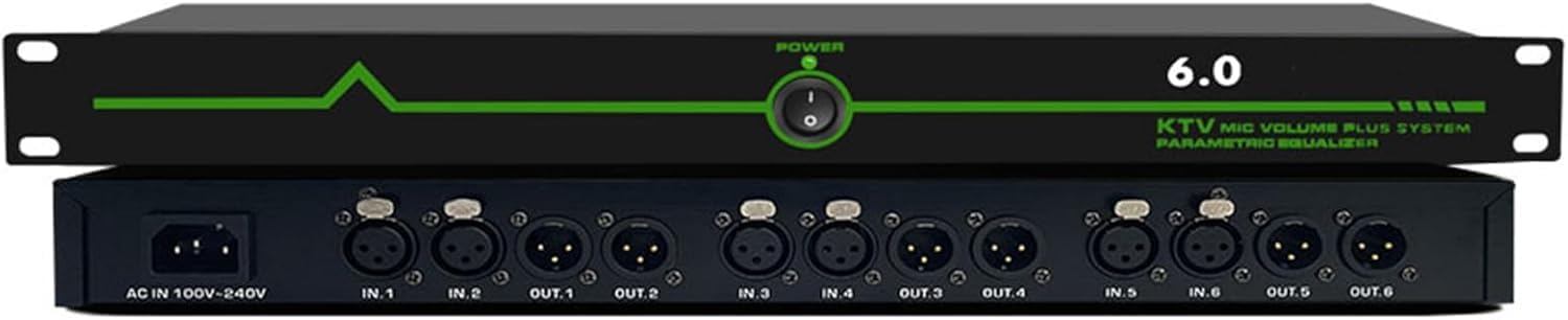 Professional Feedback Eliminator Suppressor 6-Out Microphone Auto Anti-Howling Feedback Device Frequency Shifter Shift for KTV Stage Performances Conferences Ideal for Performers AV Technicians
