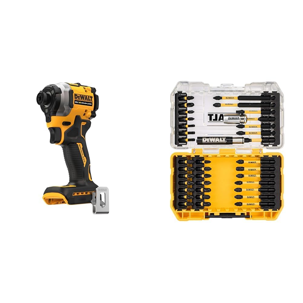 Dewalt - Visseuse à choc XR 18V Brushless (Produit seul) - DCF850N-XJ & Embout de Vissage en Coffret TOUGHCASE 37 Pièces pour Perceuse-Visseuse FLEXTORQ DT70731T-QZ