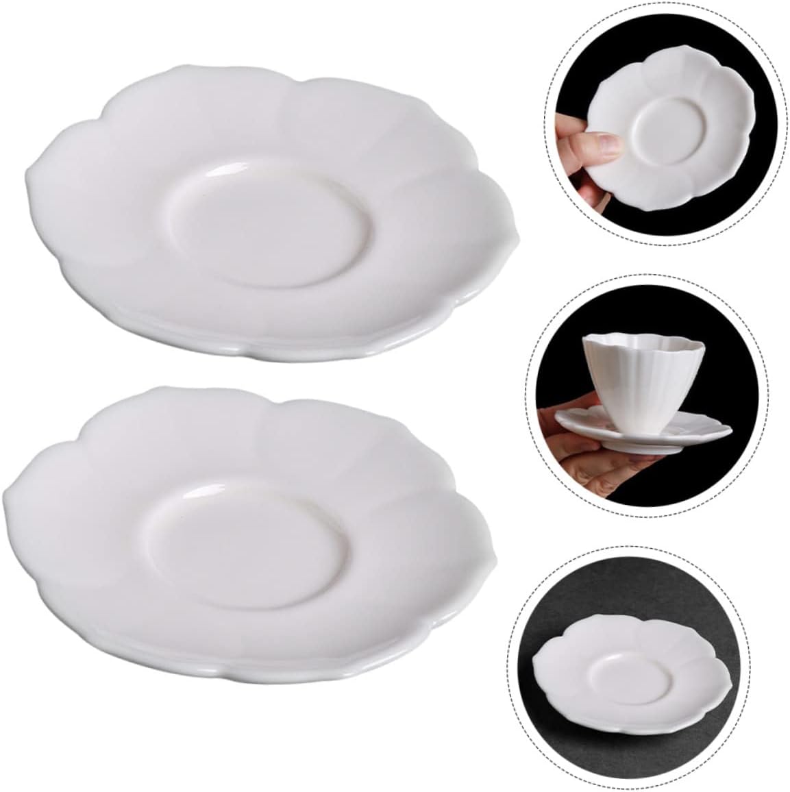 Mobestech 2pcs Lotus Ceramic Tea Coaster Cup Holder Tea Cup Mats Heat Resistant Table Coasters Mat for Kitchen Home Decor